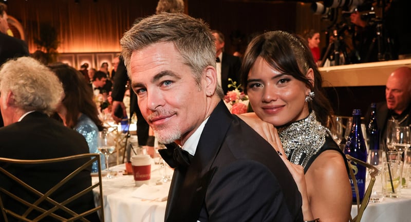 Chris Pine Makes Rare Appearance with Girlfriend Keana Sky Wenger at Golden Globes 2026