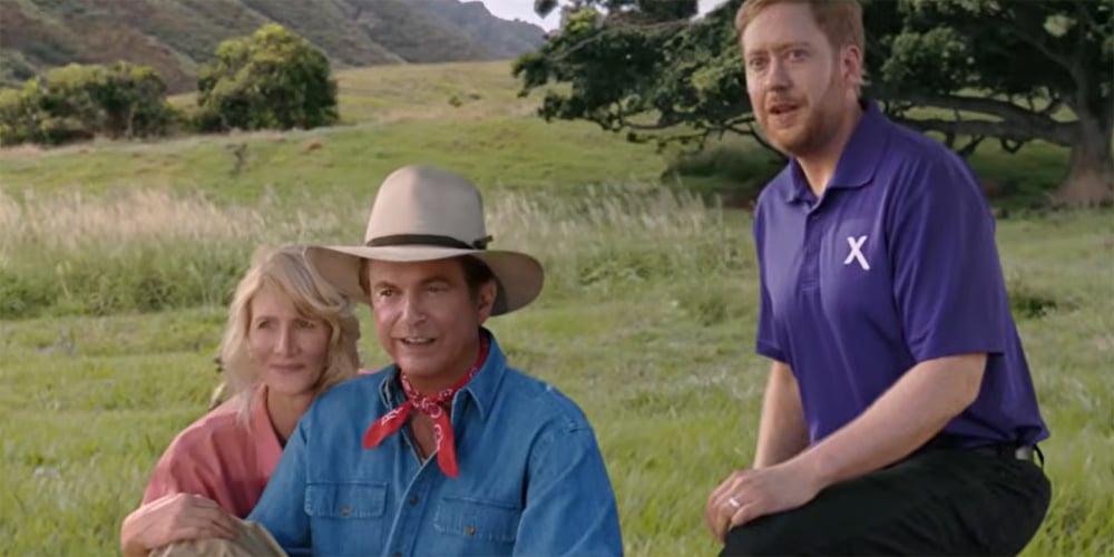 'Jurassic Park' OGs Laura Dern, Sam Neill, & Jeff Goldblum Return for Super Bowl 2026 Comcast Xfinity Commercial